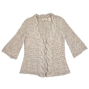 Y2k DKNY Cable Knit Cardigan Sweater S Alpaca Wool Blend Knit Bratz Flare Sleeve
